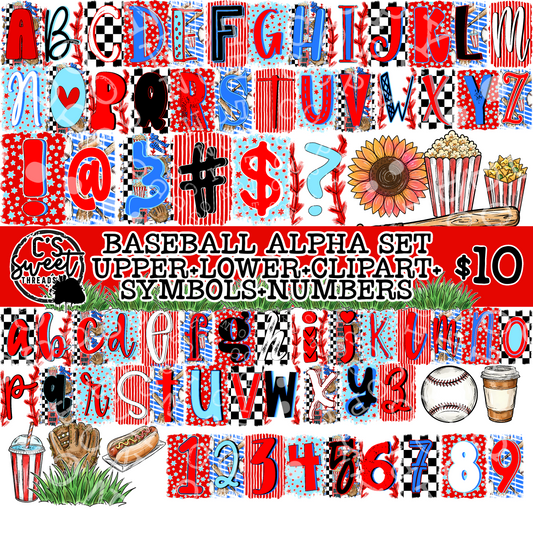 CST Baseball Ransom Alpha Set + Clipart