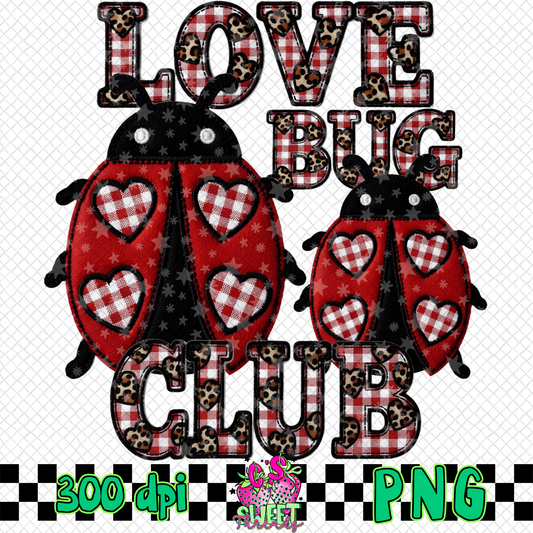 Faux Embroidered Love Bug Club