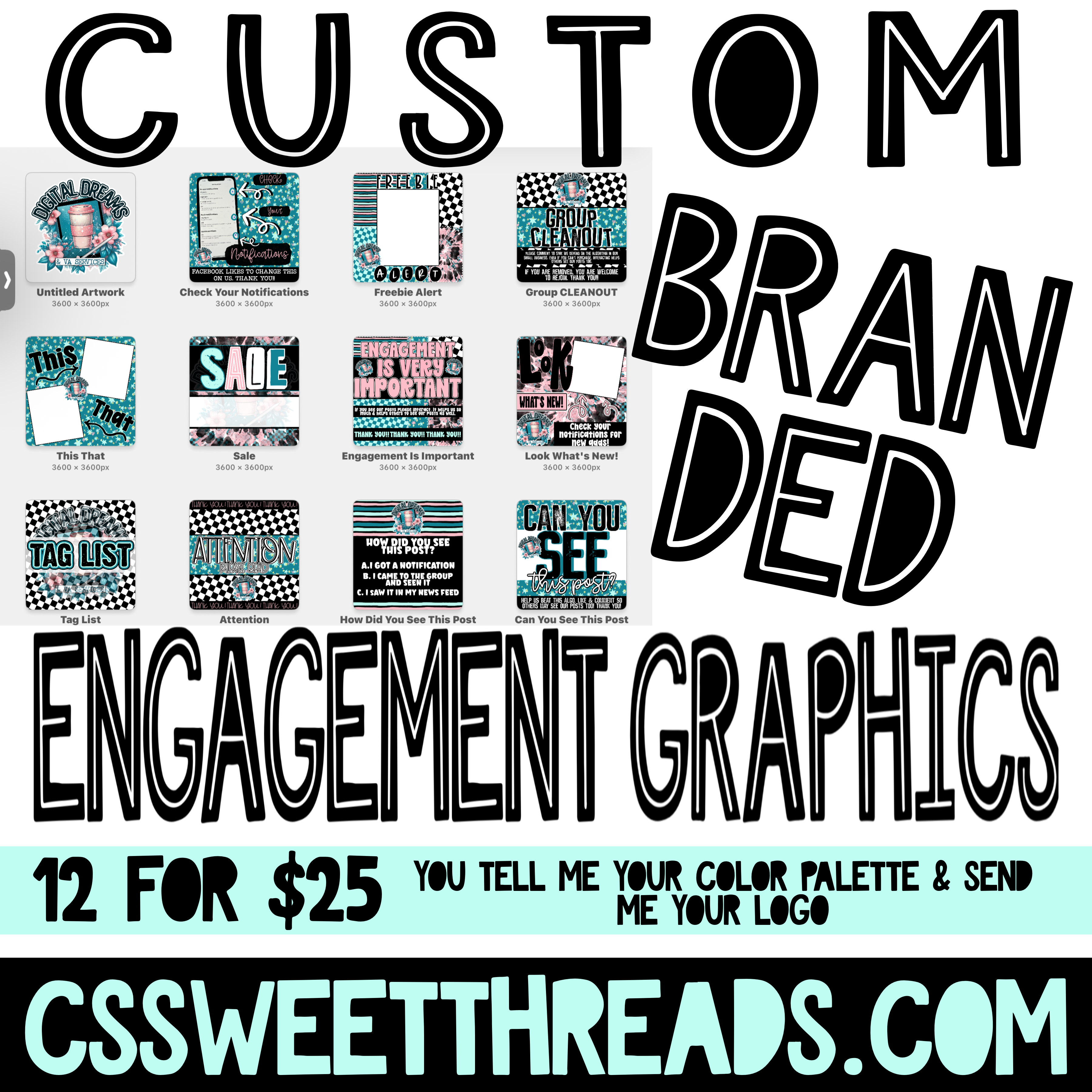 Custom Branded Engagement Graphic Bundle – c’ssweetthreads