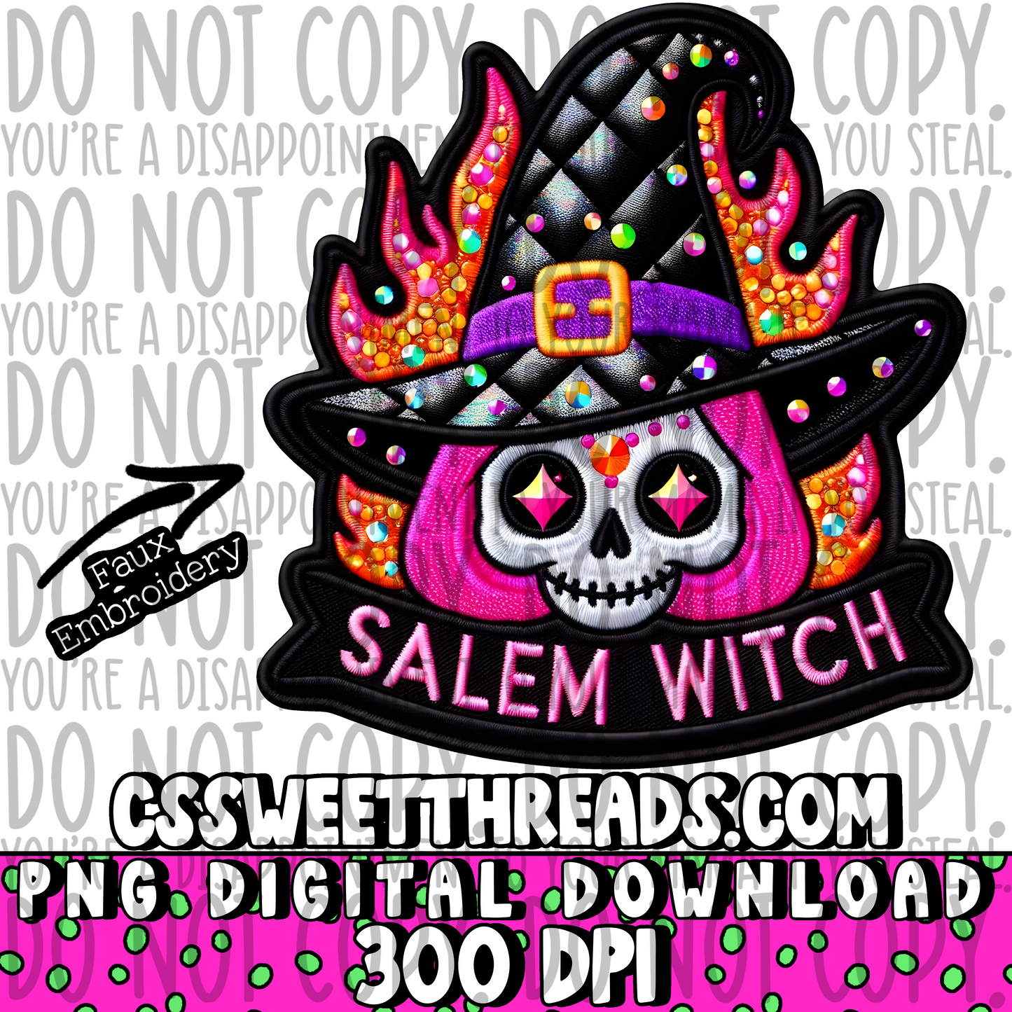 Salem Witch Faux Embroidery