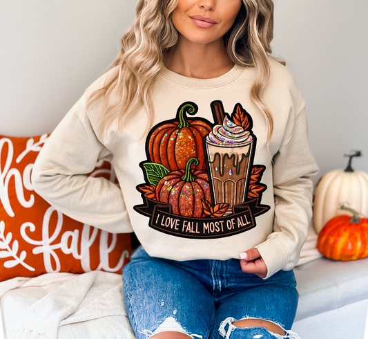 I Love Fall Most Of All Faux Embroidery