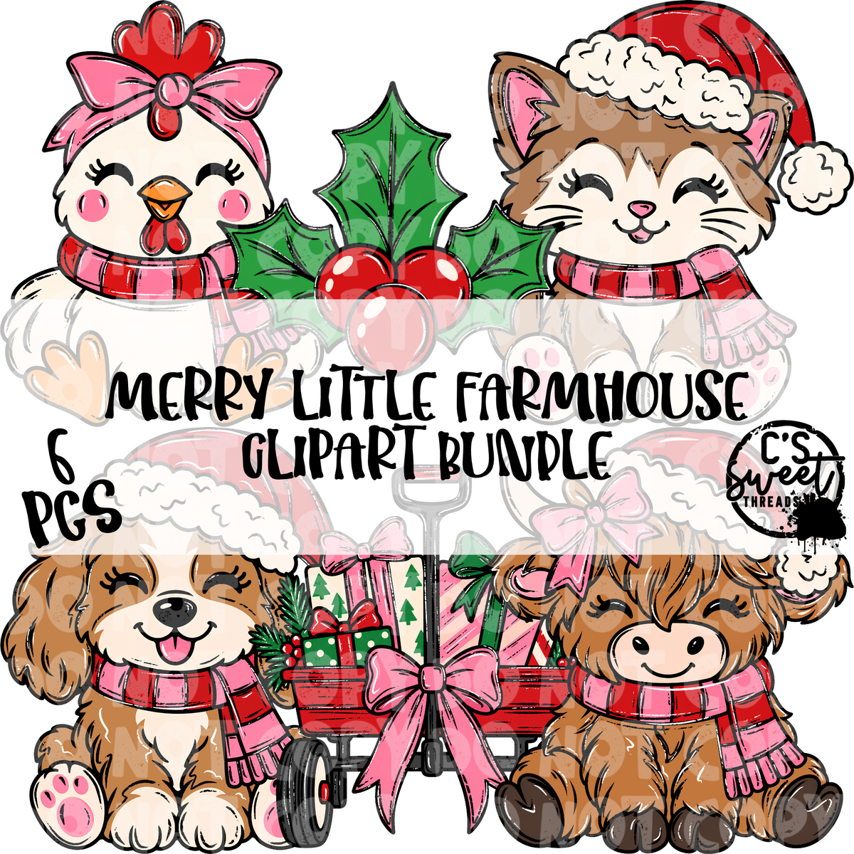 Merry Little Farmhouse Clipart Bundle