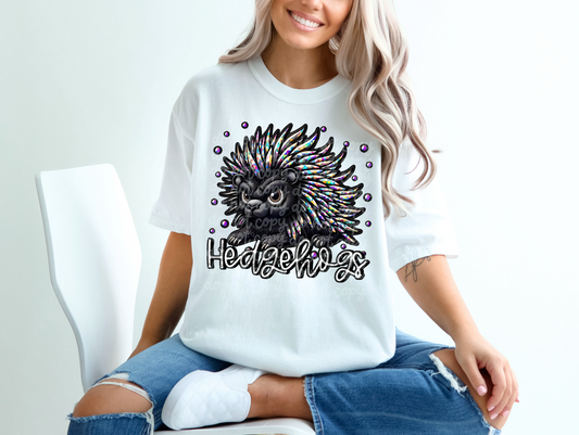Black Leather Hedgehogs Faux Embroidery