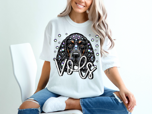 Black Leather Coon Faux Embroidery