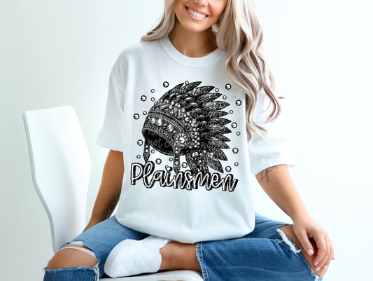 Black Leather Plainsmen Faux Embroidery