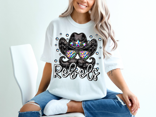 Black Leather Rebels Faux Embroidery