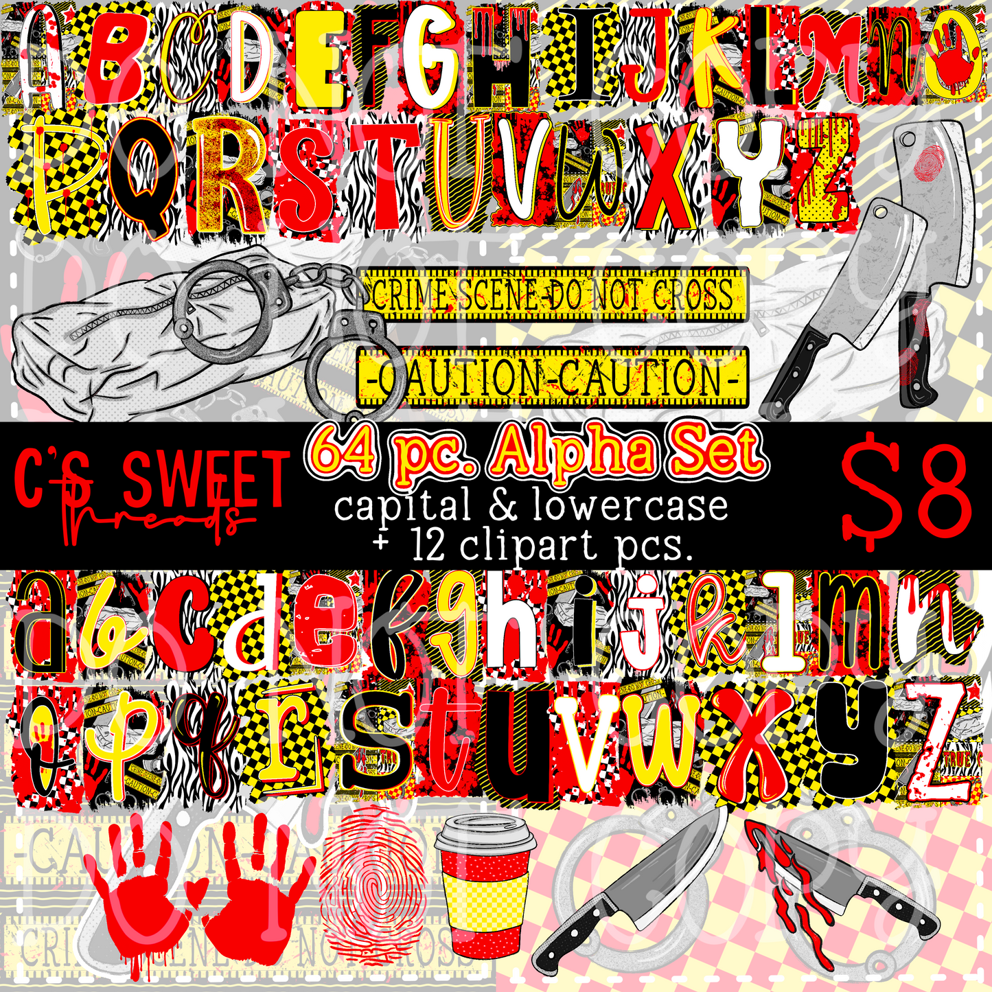 True Crime Alpha Set + Clipart Pieces