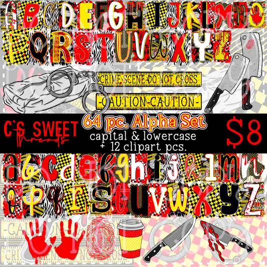 True Crime Alpha Set + Clipart Pieces
