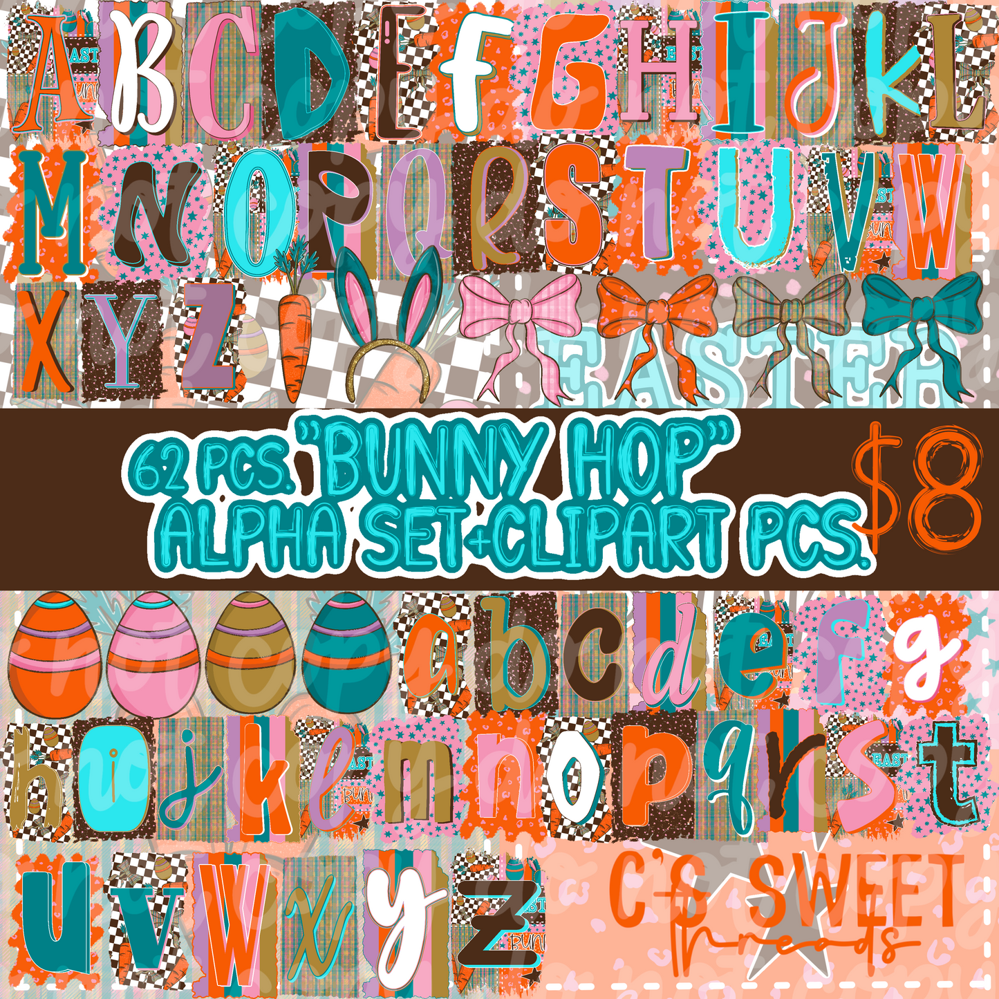 Bunny Hop Alpha Set +Clipart PCs.