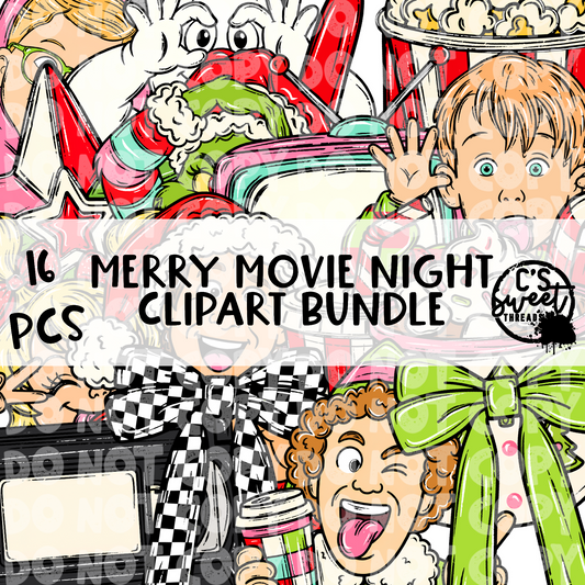 Merry Movie Night Clipart Bundle