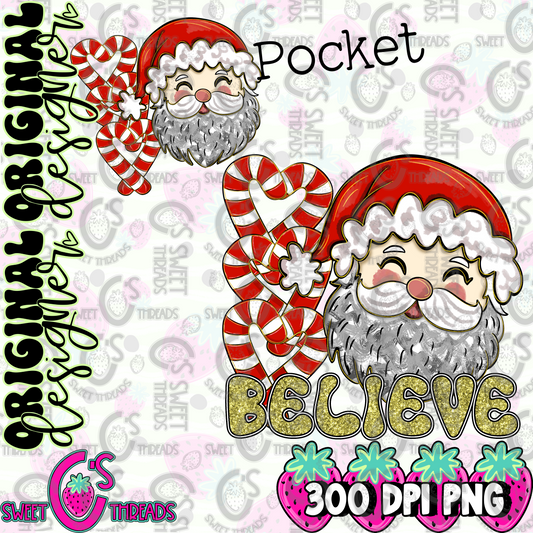 Red Believe Santa With Pocket