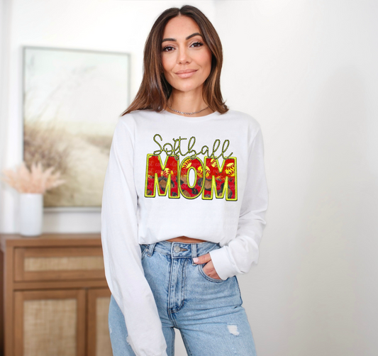 Softball Mom Faux Embroidery