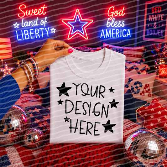 Electric Freedom White Tee Hand Held Mock Up