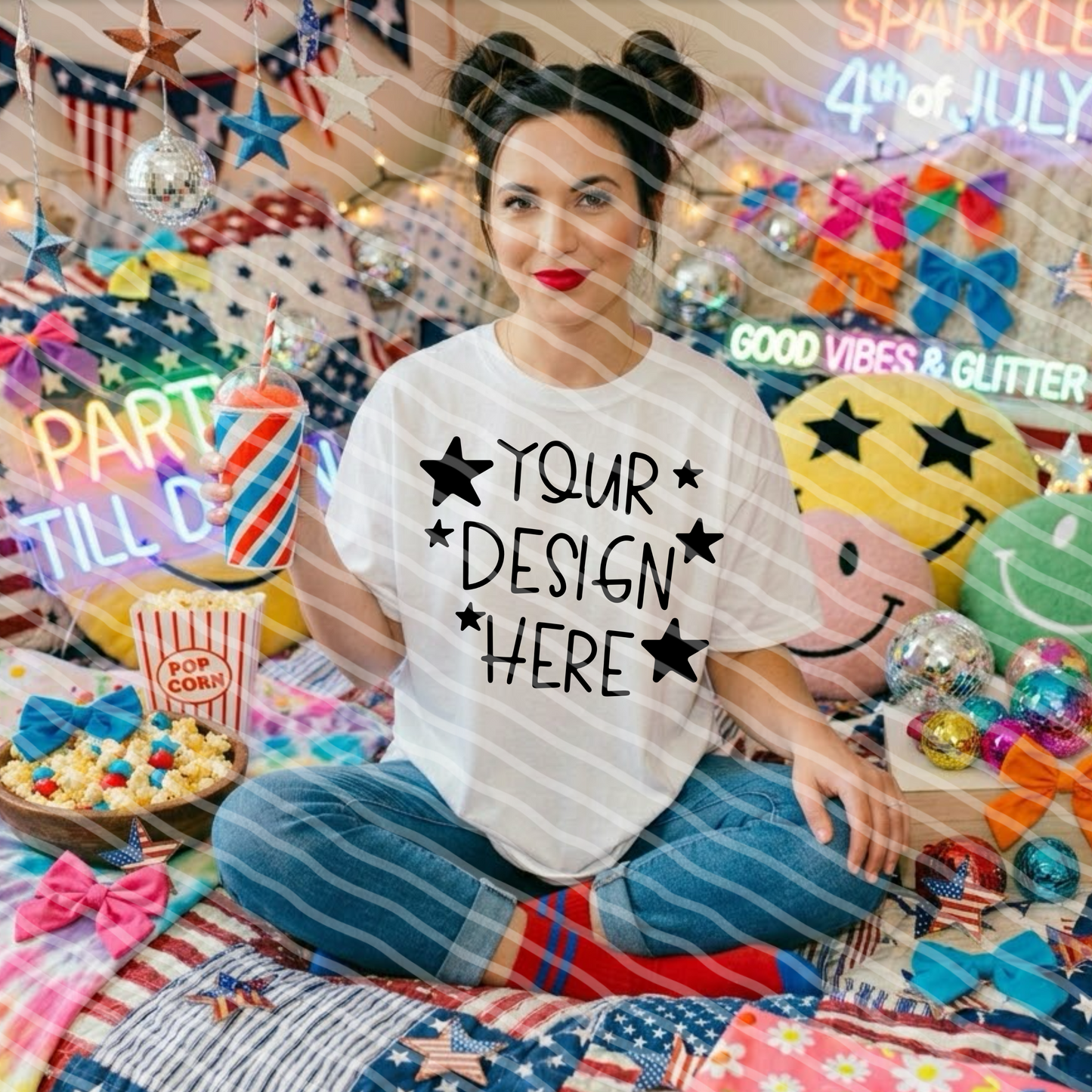 Sparkler Nights White Tee Mock Up