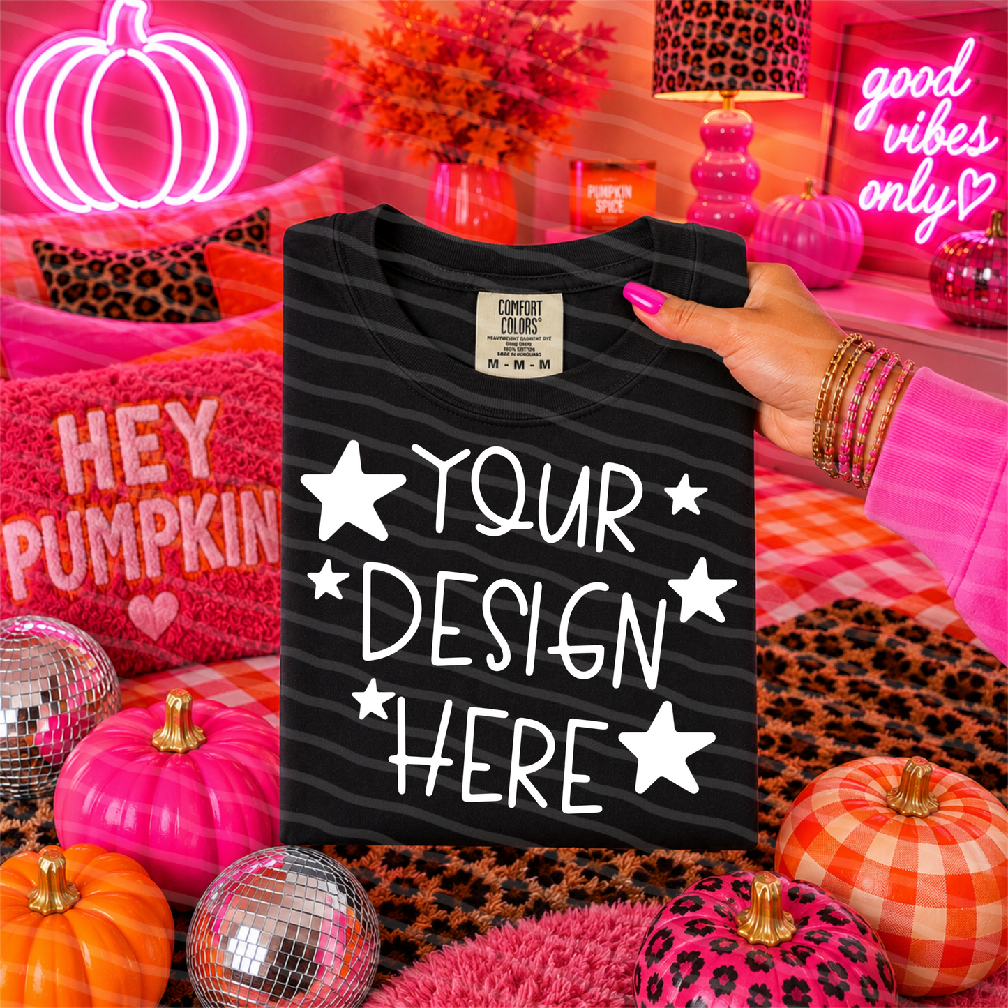CC Black Pumpkin Pop Tee Hand Held Mock Up
