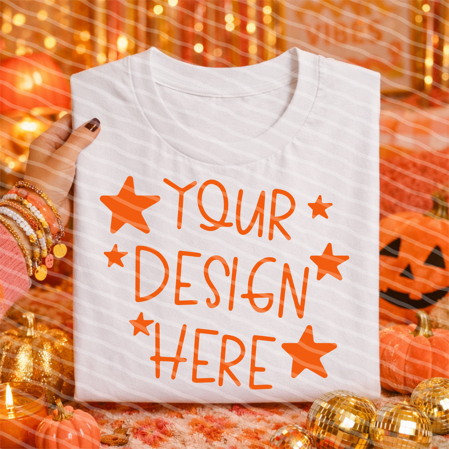 Honey Glow White Tee Hand Held Fall Mock Up