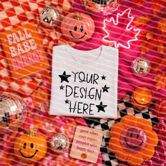 Fall Babe Energy White Tee Hand Held Mock Up
