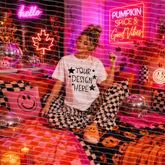 Pumpkin Bliss White Tee Mock Up