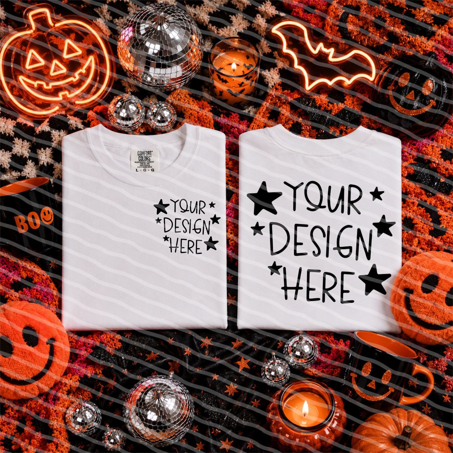 Boo Babe CC White Tee Front And Back Flat Lay Mock Up