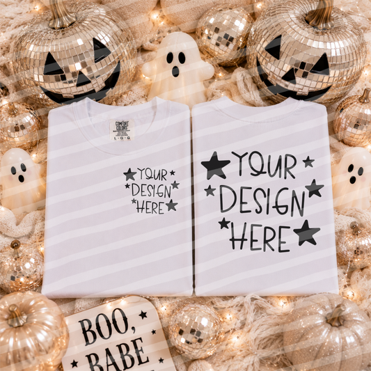 Golden Spook CC White Tee Front And Back Flat Lay Mock Up
