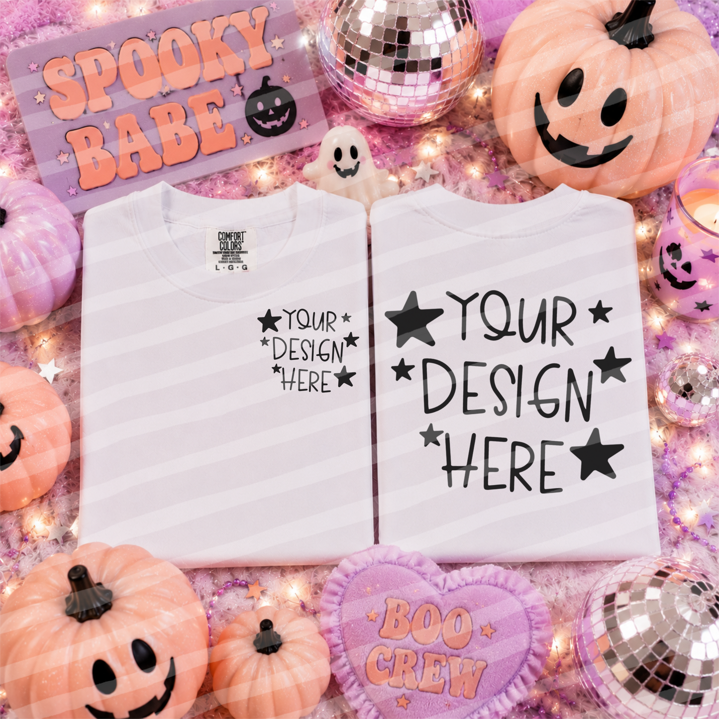 Boo Crew CC White Tee Front And Back Flat Lay Mock Up