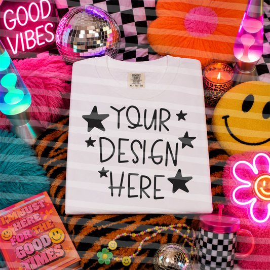 Good Times White CC Tee Flat Lay Everyday  Mock Up
