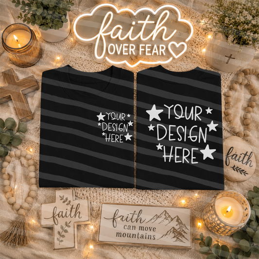Electric Prayer Flat Lay Front And Back Black Tshirt Everyday Mockup