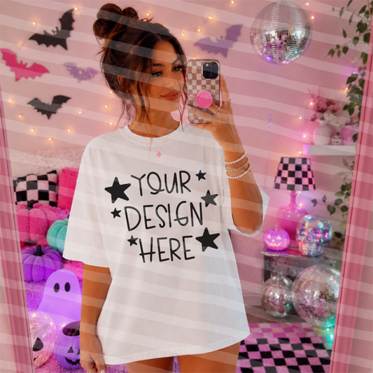 Boo Babe White Tee Halloween Mock Up