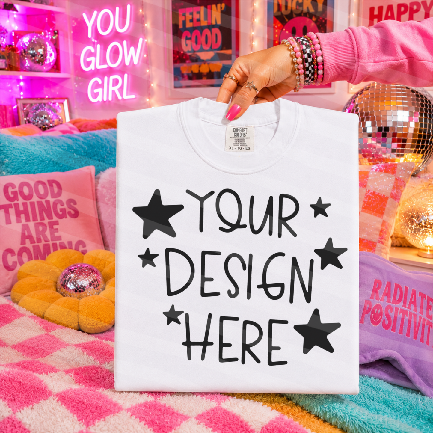 You Glow White CC Tee Hand Held Everyday Mock Up