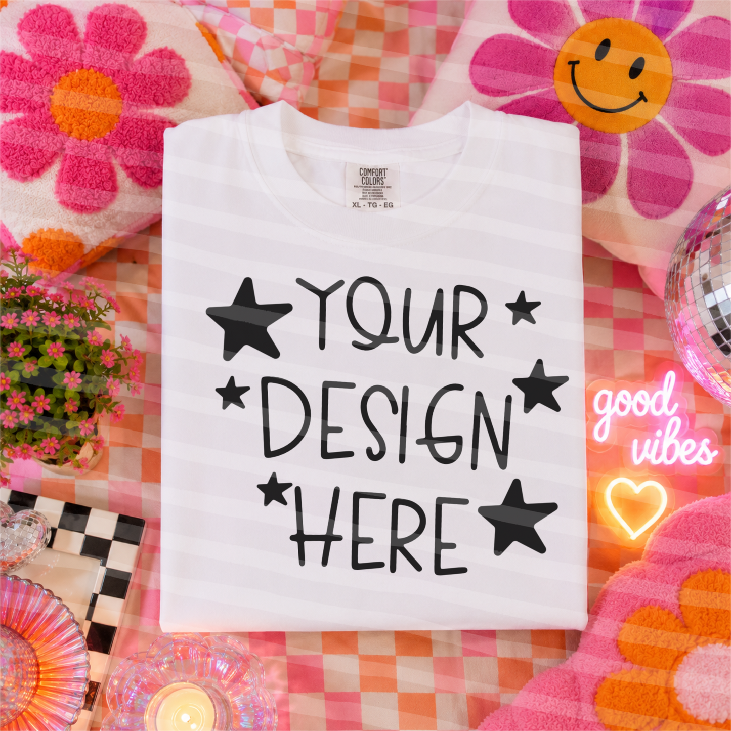 Happy Happy White CC Tee Hand Held Everyday Mock Up
