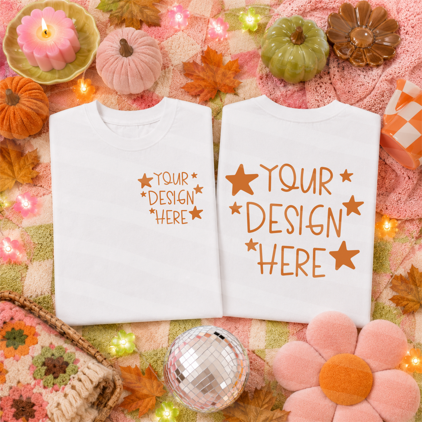 Granny Fall White Tee Front And Back Fall Mock Up