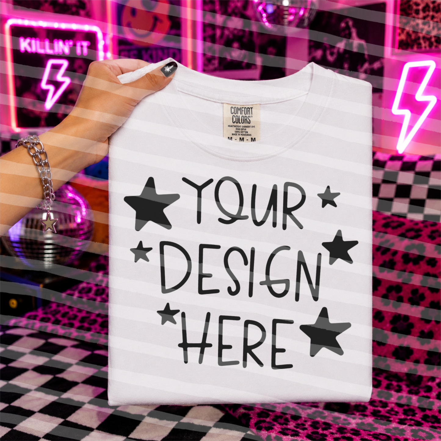 Killin' It White CC Tee Hand Held Everyday Mock Up