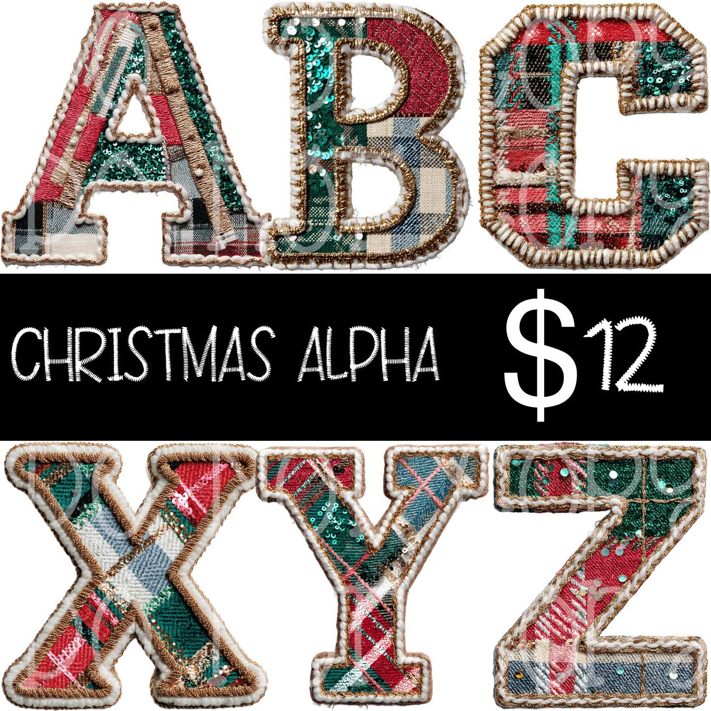 Faux Embroidered Christmas Alpha