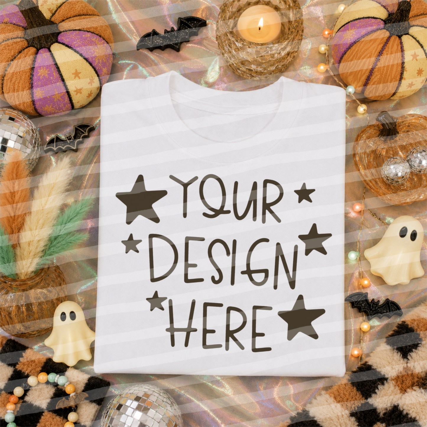 Retro Fall White Tee Flat Lay Fall Mock Up