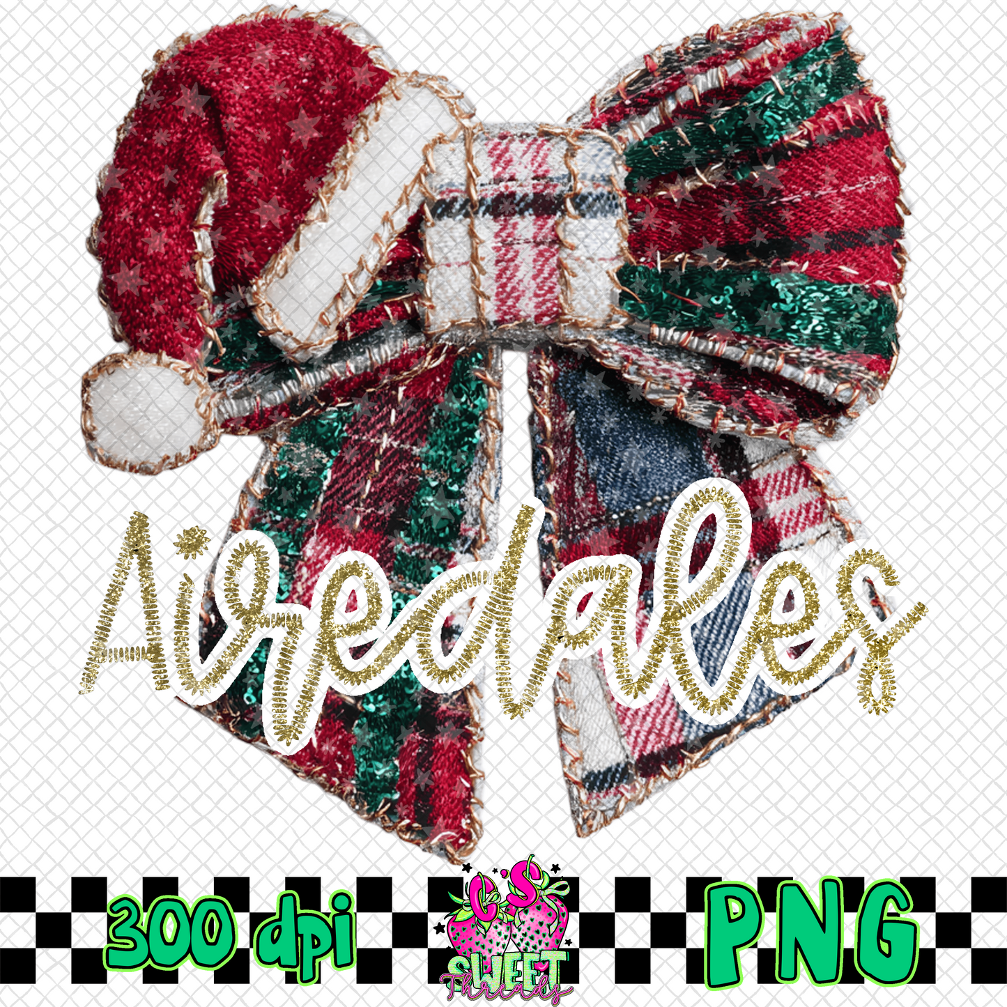 Airedales Faux Embroidered Christmas Bow