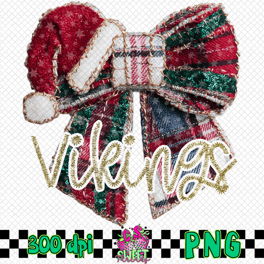 Vikings Faux Embroidered Christmas Bow