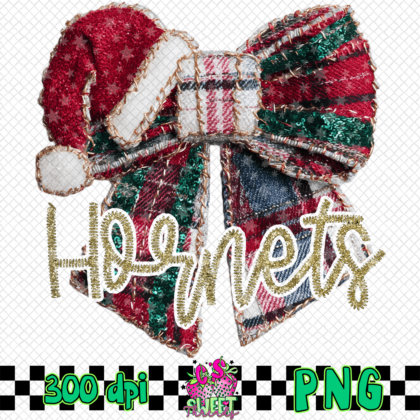 Hornets Faux Embroidered Christmas Bow