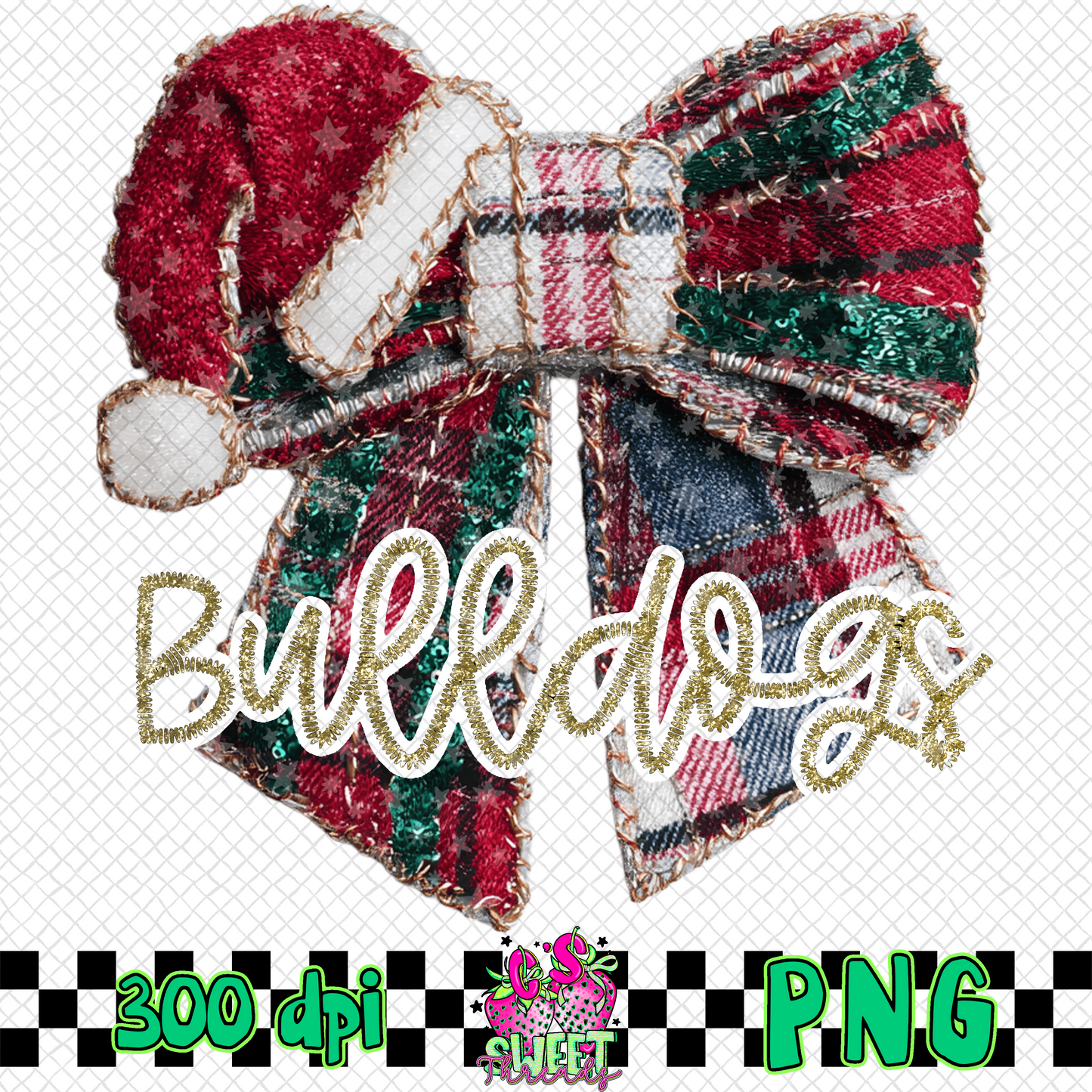 Bulldogs Faux Embroidered Christmas Bow