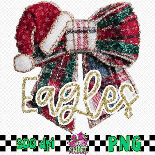Eagles Faux Embroidered Christmas Bow