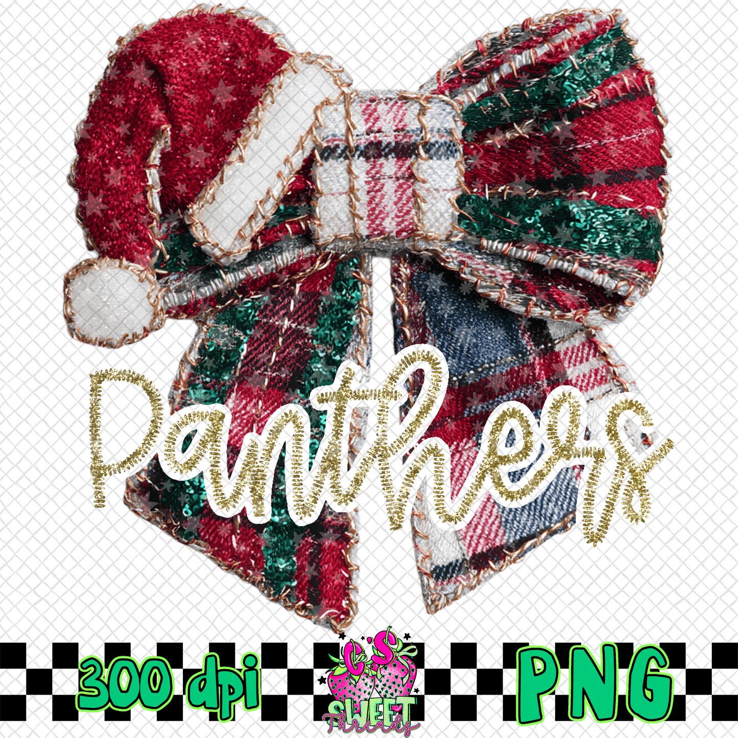 Panthers Faux Embroidered Christmas Bow
