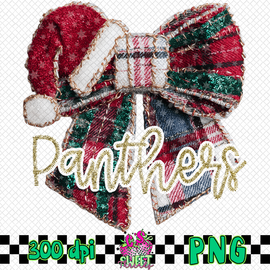 Panthers Faux Embroidered Christmas Bow
