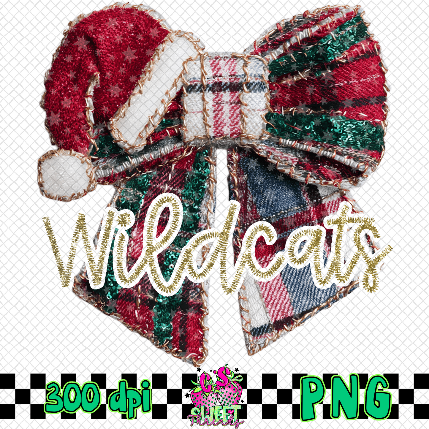 Wildcats Faux Embroidered Christmas Bow