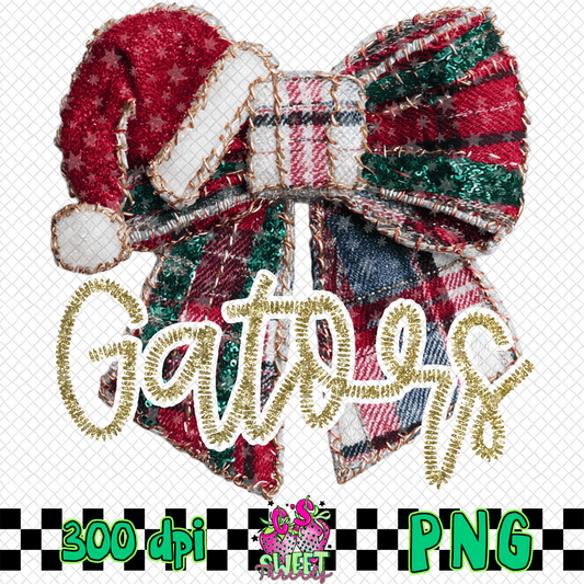 Gators Faux Embroidered Christmas Bow