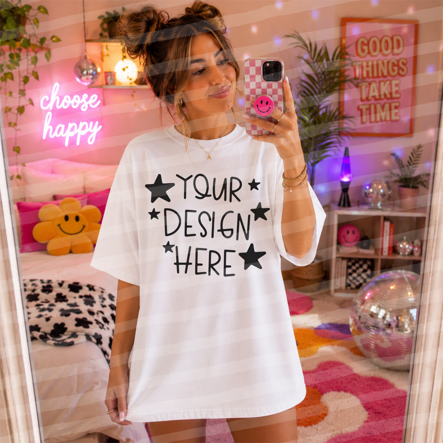 Choose Your Happy White Tee Everyday Mock Up
