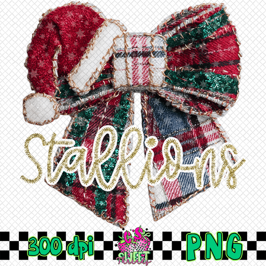 Stallions Faux Embroidered Christmas Bow