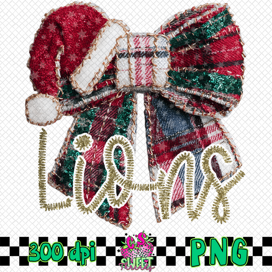 Lions Faux Embroidered Christmas Bow