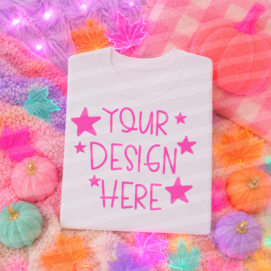 Colorful Fall White Tee Flat Lay Fall Mock Up