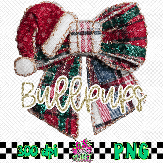 Bullpups Faux Embroidered Christmas Bow