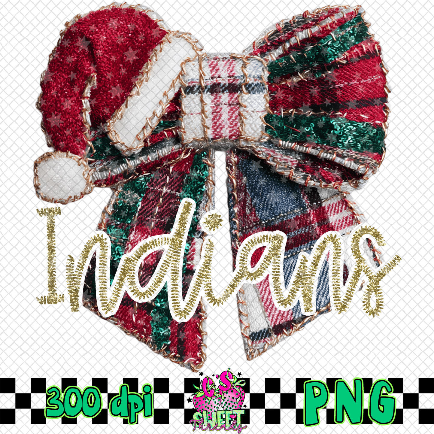 Indians Faux Embroidered Christmas Bow