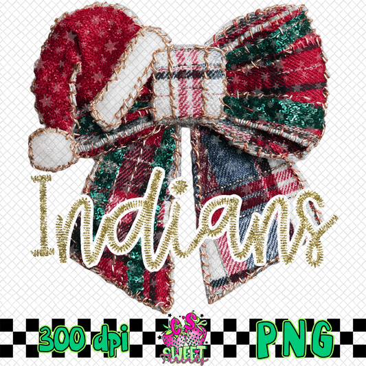 Indians Faux Embroidered Christmas Bow